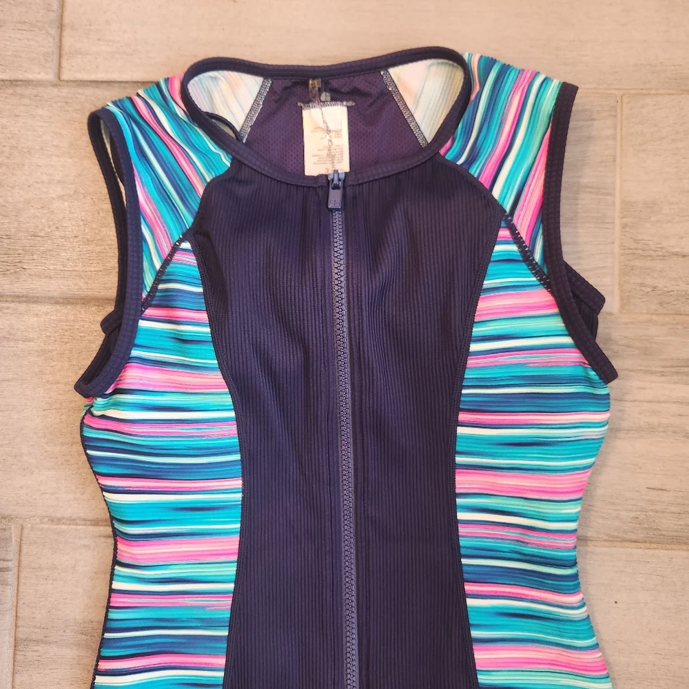 Beach House Swimsuit 4 Blue One Piece Surf Water Sport Beach Athletic New $111